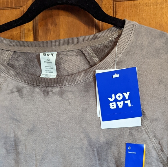 🔥 4/$15 JoyLab Sm Relaxed Fit Gray Tie Dye Pullover Sweatshirt Thumb Holes Cuff - Picture 4 of 10